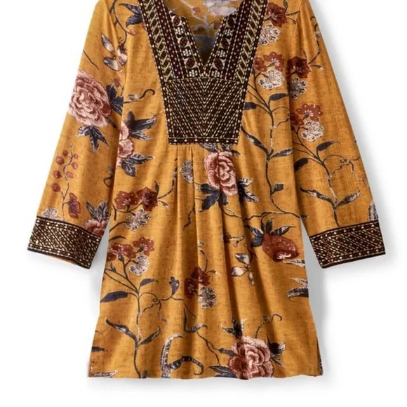 Sundance Mustard Floral Tunic - Etana - Picture 3 of 14